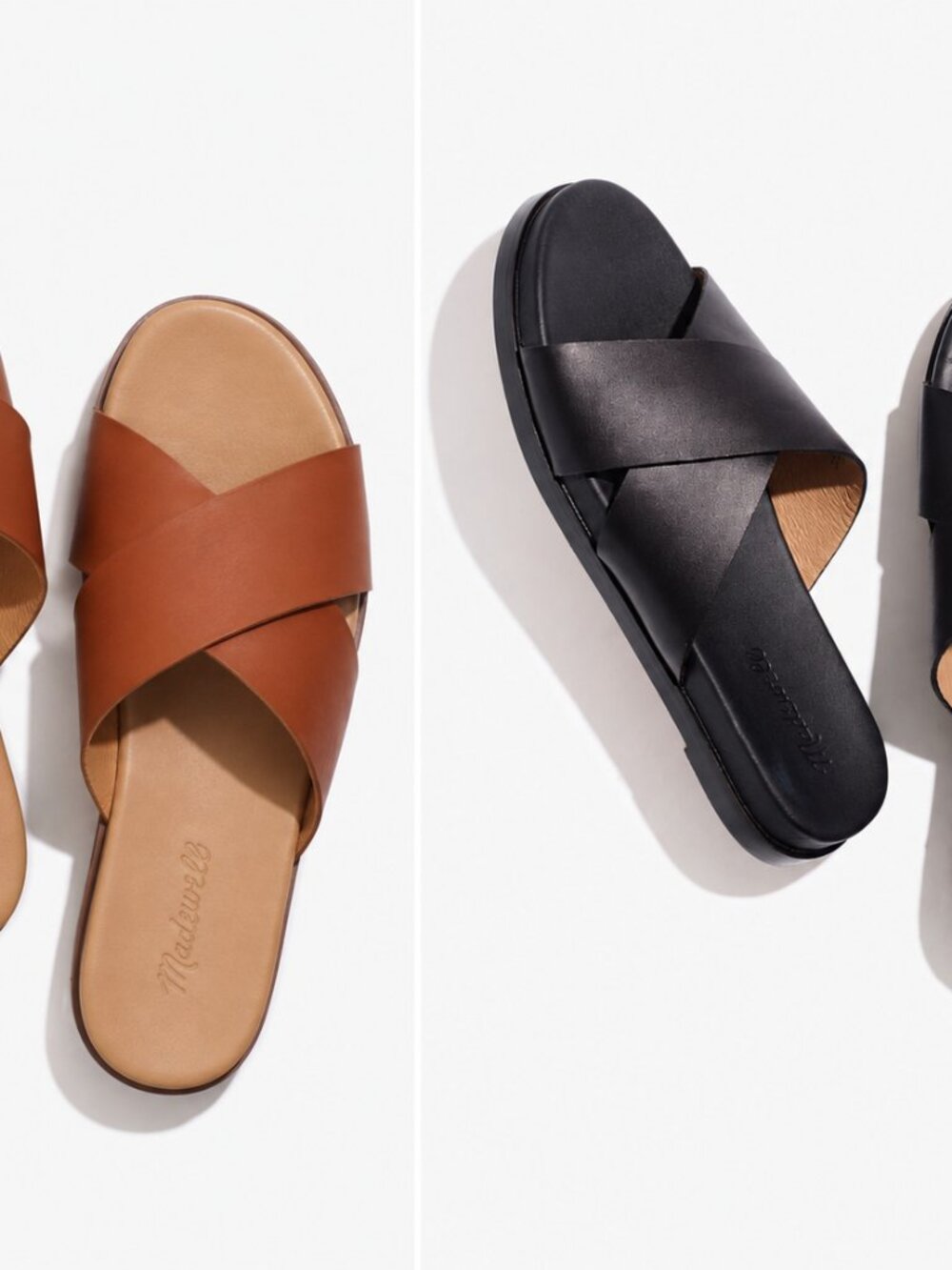 Madewell Leather Crisscross Sandal Bundle, Size 7 - 2 Pairs Black and Brown